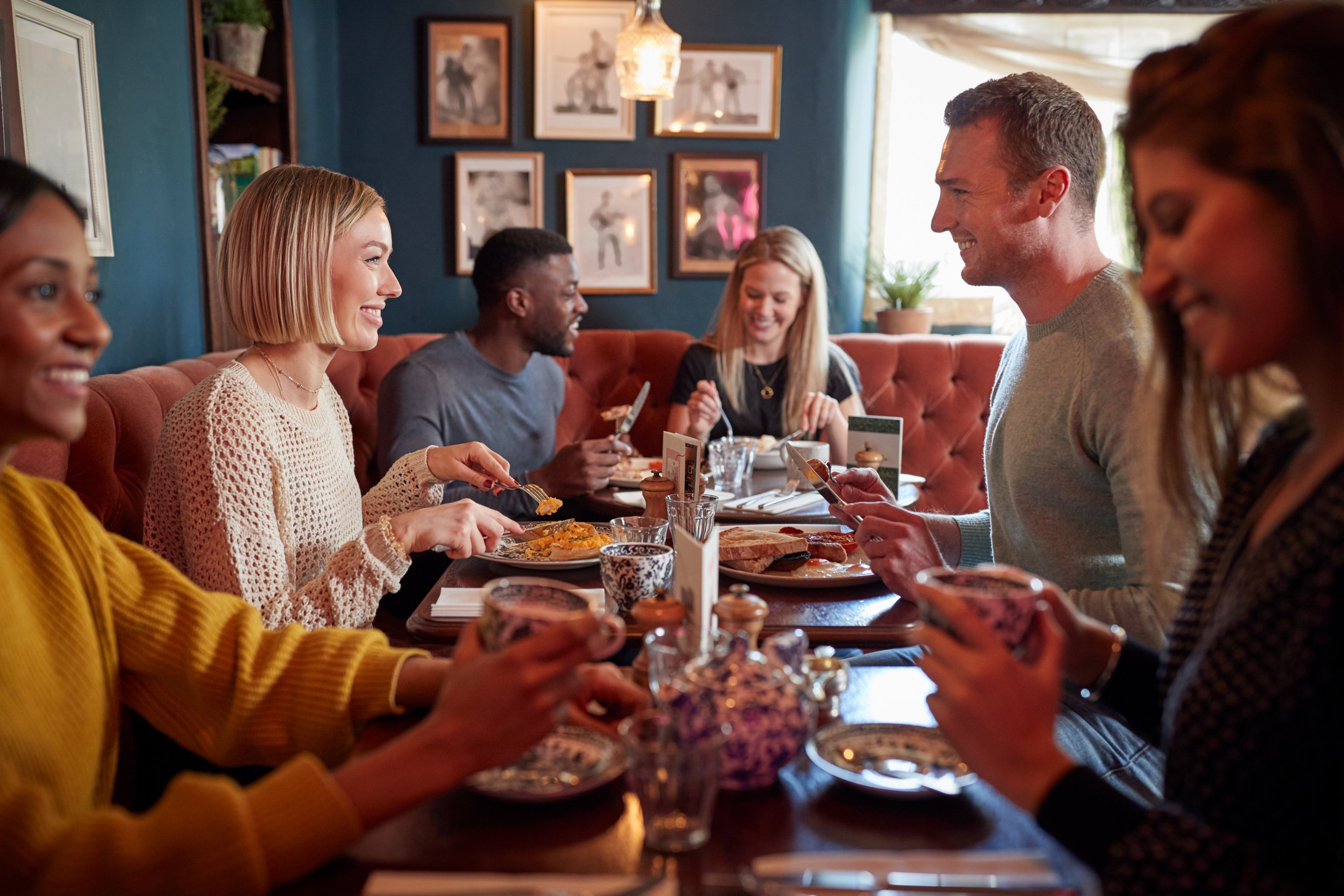 People Eating in Restaurant 